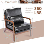 Deolme Mid Century Modern Accent Chair Living Room- Comfy Solid Wood Arm Chair - Image 2
