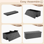 43 inch Storage Ottoman Bench, Folding Storage Bench Ottoman, - Image 5