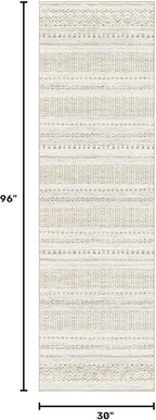 cotiled Hallway 2.6x8 Runner Rugs Washable Boho Rug Brown/Cream | Stain - Image 2