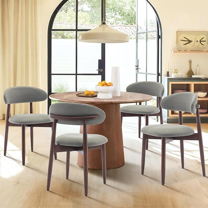 COLAMY Wooden Dining Room Chairs Set of 6, Modern Upholstered Fabric Dining - Image 3