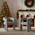 Modern Chenille Dining Chairs Set of 2, Upholstered Barrel Chairs by QUINJAY