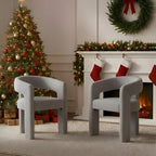 Modern Chenille Dining Chairs Set of 2, Upholstered Barrel Chairs by QUINJAY
