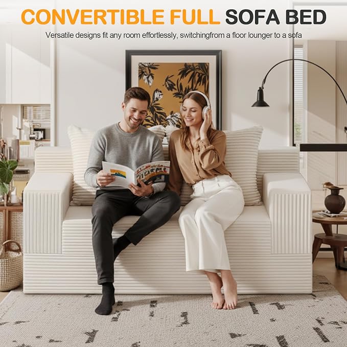 Erament Convertible Sofa Bed, Loveseat Folding Floor Futon Sleeper Sofa Couch - Image 3