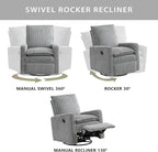 Oxford Baby Uptown Upholstered Glider Recliner Rocking Chair 360° Swivel - Image 3