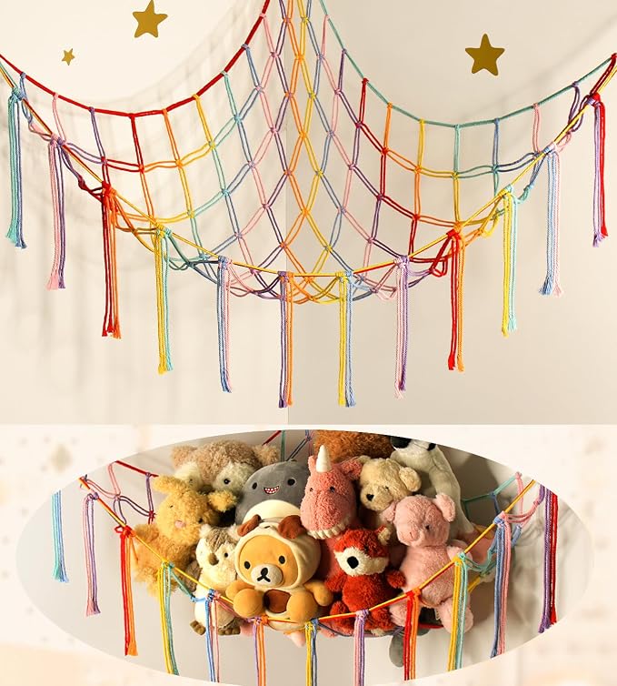 Stuffed Animal Hammock Corner Storage Net Cute Preppy Trendy Stuff Gifts by MirolamUS