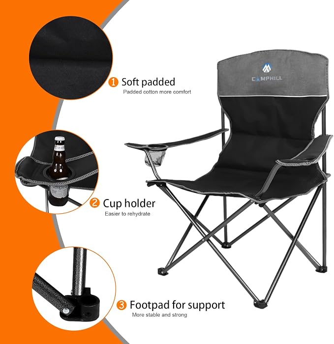 Camping Chair Set of 3, Outdoor Folding Camping Chairs - Image 5