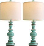 BOBOMOMO 24" Farmhouse Table Lamps Set of 2 – Distressed Teal Lamps - Image 7