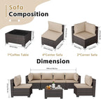 LEVELEVE 7 Pieces Outdoor Patio Furniture Sets, Rattan Conversation Sectional - Image 5