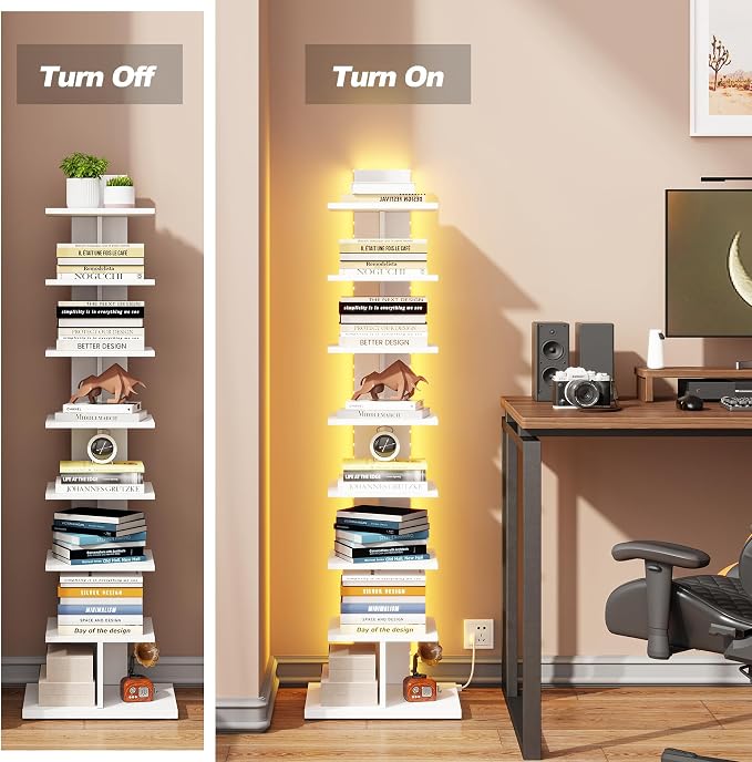TUTOTAK Narrow Bookshelf, 8-Tier Bookcase - Image 4