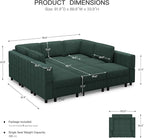 Belffin 9 Seats Corduroy Modular Sectional Sofa, Comfy Upholstered Sectional - Image 2