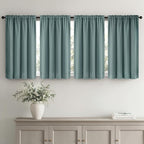 MIULEE 4-Panel 36 Inch Blackout Kitchen Tier Curtains Over Sink Dusty Blue | - Image 2