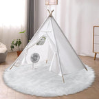 4 ft Fluffy White Round Rug for Bedroom, Furry Faux Sheepskin Fur White Circle - Image 7