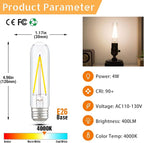 Dimmable E26 T30 T10 LED Bulb Long Tube Light Bulb 4W, Type T Tubular Light - Image 4