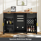 Coffee Bar with Mini Fridge Space & Charging Station, Modern Fluted Mini Fridge - Image 7