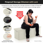 DocSafe Storage Ottoman Bench, Fireproof＆Waterproof Folding Bench - Image 6
