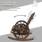 Outsunny Wooden Rocking Chair, Adirondack Rocker Chair w/Slatted Design and - Image 4
