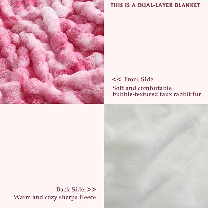 60x80 Inches Ultra-Soft Fuzzy Faux Fur Plush Twin Size Blanket - Image 3