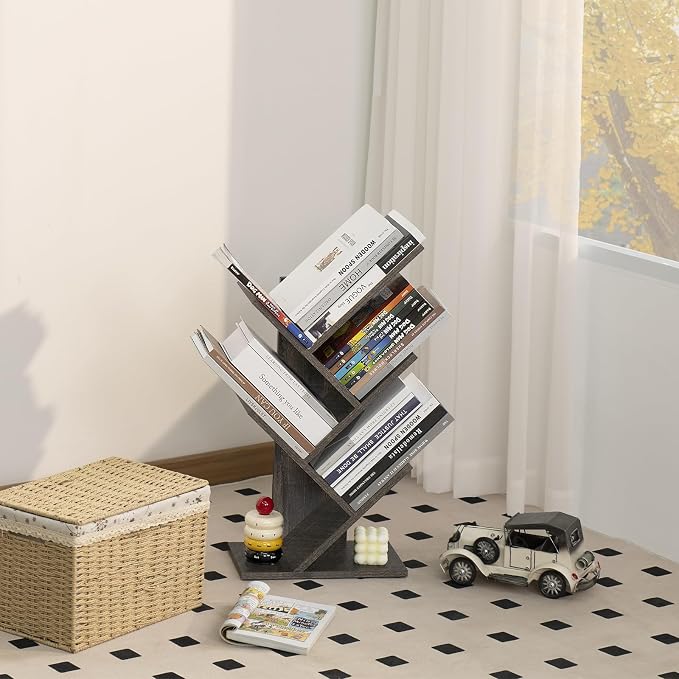 SHEEPAM 5 Tier Tree Book Shelf, Small Desktop Bookshelf - Image 2