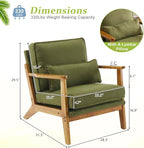 VINGLI Solid Wood Wide Armrests Accent Chair Set of 2, Upholstered Mid Century - Image 2