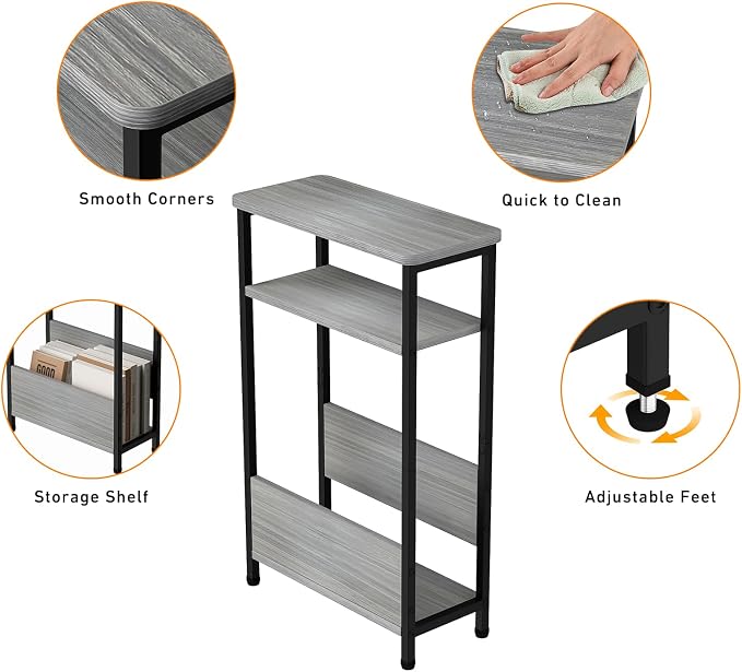 THUMEYE 7.1" Narrow Side Table for Small Spaces, 3 Tier Small End Table - Image 4