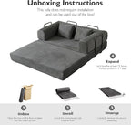 59in Convertible Sofa Bed, Corduroy Boneless Couch Bed, Futon Sleeper Sofa Pull - Image 4