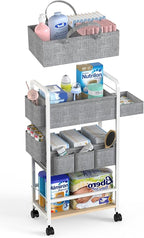 LIDTOP 2In1 Diaper Caddy & 4-Tier Rolling Diaper Cart, Diaper Caddy Organizer by LIDTOP