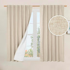 Full Blackout Window Curtains for Bedroom, 54 Inches Thermal Farmhouse Curtains by LAMIT