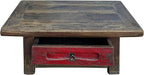 Chinese Vintage Rustic Wood Brown Drawer Low Kang Table Display Stand AJK241 - Image 5