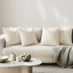 MIULEE Faux Fur Plush Decorative Throw Pillow Covers 18x18, Cream White | Set - Image 2