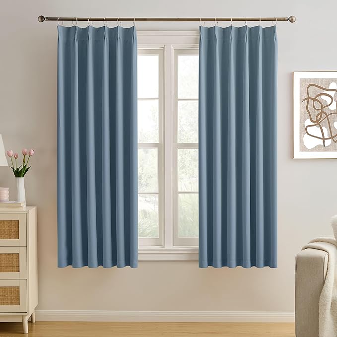 Dusty Slate Blue Blackout Curtains by KEQIAOSUOCAI