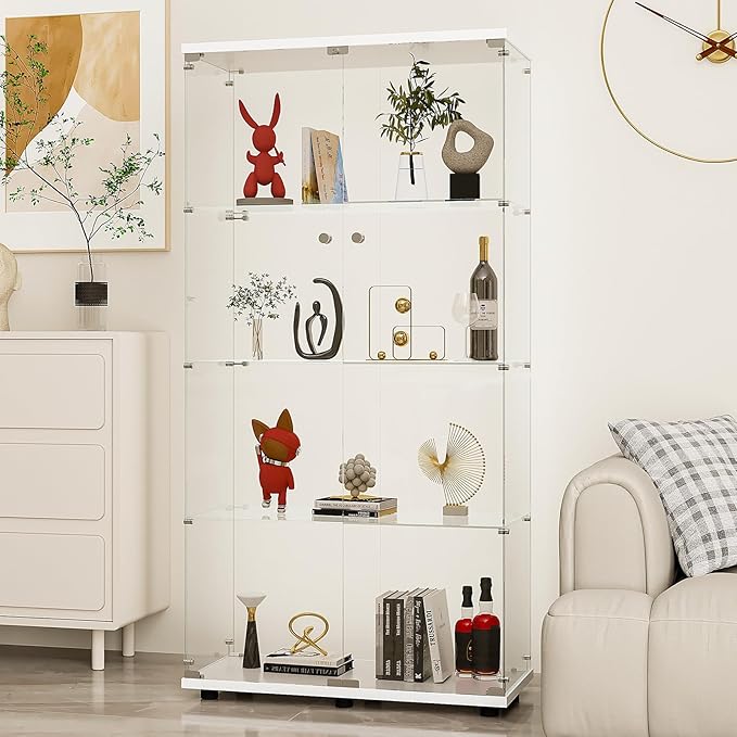 Display Cabinet with Glass Door and Lock, 4-Shelf Fast Installation in 30 Mins by glassdisplaycabinet