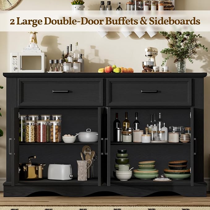 56" Large Wooden Buffet Cabinet - Image 3