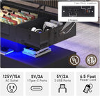 47.2" Large Lift Top Coffee Table, Modern High Glossy LED Coffee Tables - Image 3