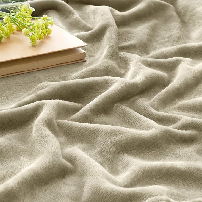 BEDELITE Fleece Blanket Soft Plush Twin Size Blanket Linen Brown 60"x80" | - Image 4