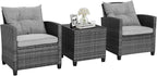 HAPPYGRILL 3 Pieces Patio Conversation Set, Outdoor Furniture Set PE Rattan by HAPPYGRILL