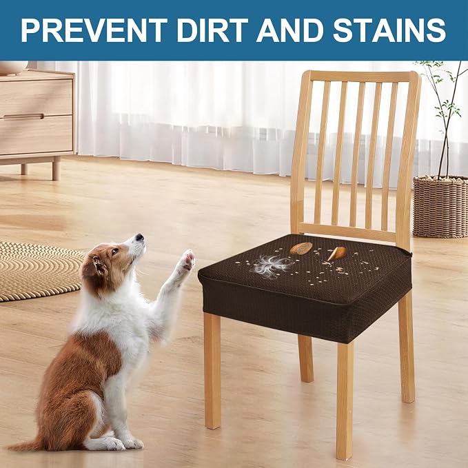 Smiry Waterproof Seat Covers for Dining Room Chairs Set of 10, Stretch Jacquard - Image 6