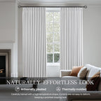 Pinch Pleated Linen White Blackout Curtains 102 Inches Long - Image 2