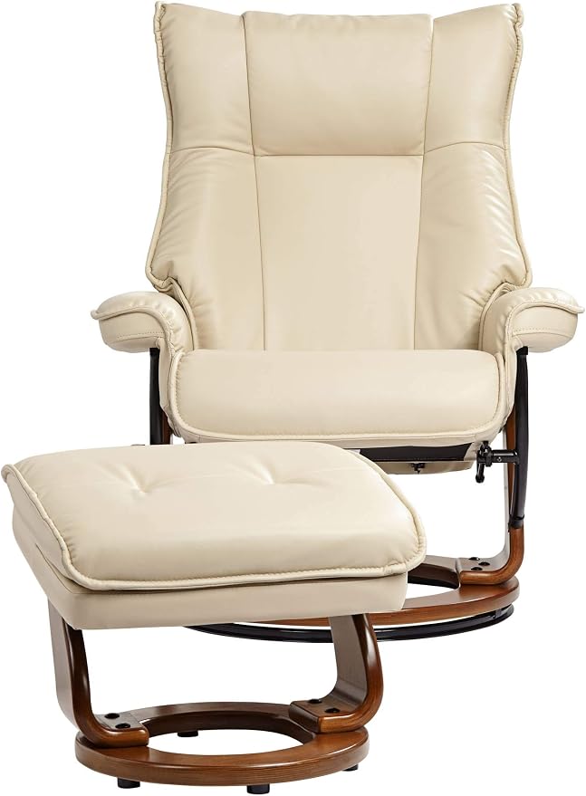 Benchmaster Morgan Stucco Swivel Faux Leather Recliner - Image 7