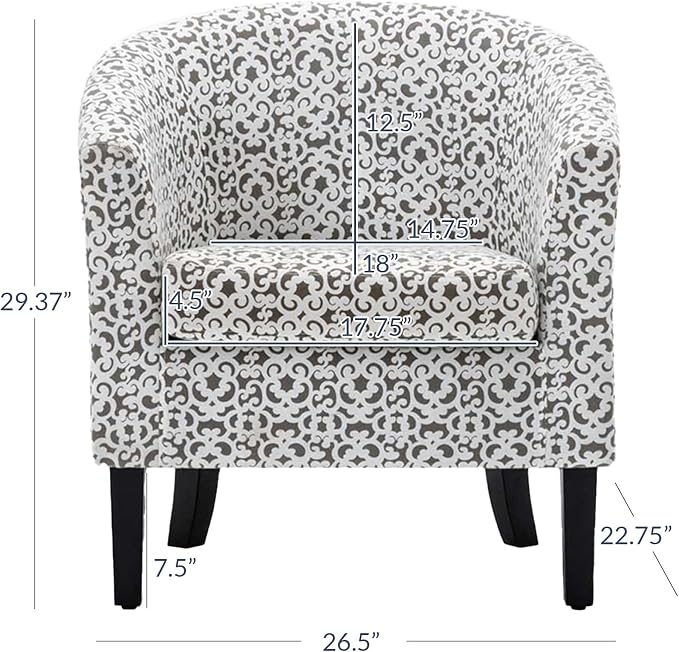 BELLEZE Accent Barrel Chair, Linen Round Chair Club Tub Sofa Corner Chair - Image 3
