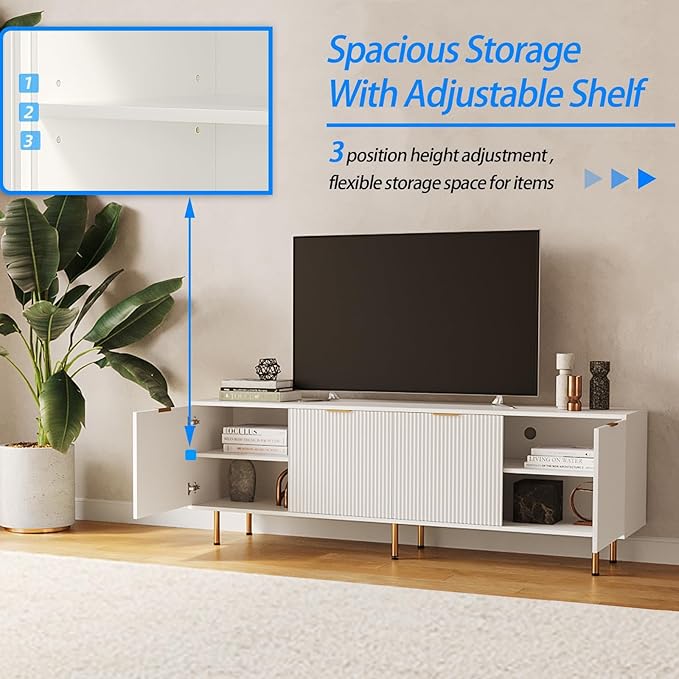 Mid Century Modern TV Stand for 80 Inch TV, Entertainment Center - Image 6