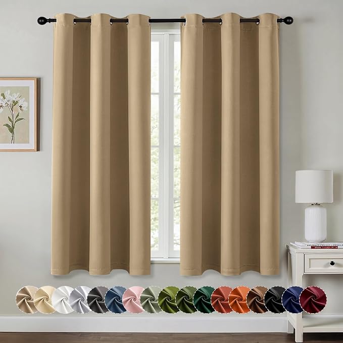 MIULEE Blackout Curtains for Bedroom 2 Panels 40 x 54 Inch Long Taupe Brown | by MIULEE