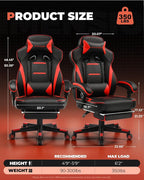 GTPLAYER Gaming Chair with Footrest, Big and Tall Game Chair 350lb Racing Style - Image 3