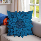Navy Blue Accent Flower Decorative Throw Pillow Covers - Image 7