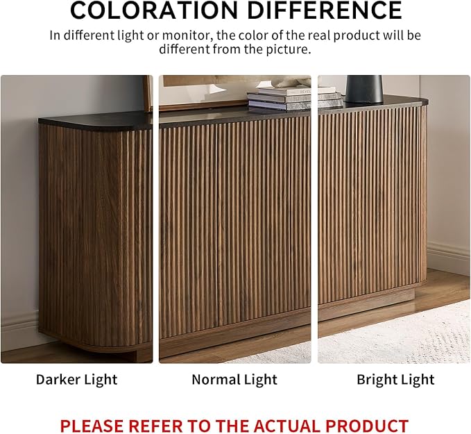LKTART 64" Buffet Cabinet with Storage, Modern Fluted Accent Sideboard with - Image 9