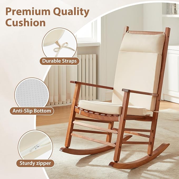 Waterproof Rocking Chair Cushions Outdoor & Indoor, Wooden Rocking Chair Pads - Image 6
