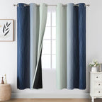 Sage Green and Navy Blue Ombre Blackout Curtains by ESTELARTEXTILER