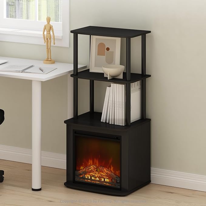 Furinno Turn-N-Tube Side Table, 3-Tier NO Heat Fireplace End Table - Image 5