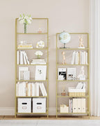 Hzuaneri Bookcase Bookshelf, Tempered Glass Arched Bookshelf - Image 8