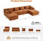 MONVANE 141" U Shaped Cloud Sectional Couch - Image 3