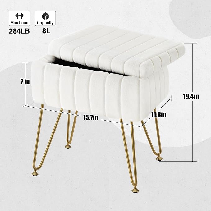 Greenstell Vanity Stool Chair Faux Fur - Image 3